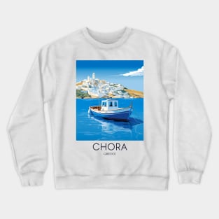 A Pop Art Travel Print of Chora Andros Island - Greece Crewneck Sweatshirt